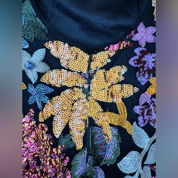 NWT Fashion Nova Ava Long Sleeve Embroidered Mini Dress S Black Floral Bodycon - Picture 9 of 10